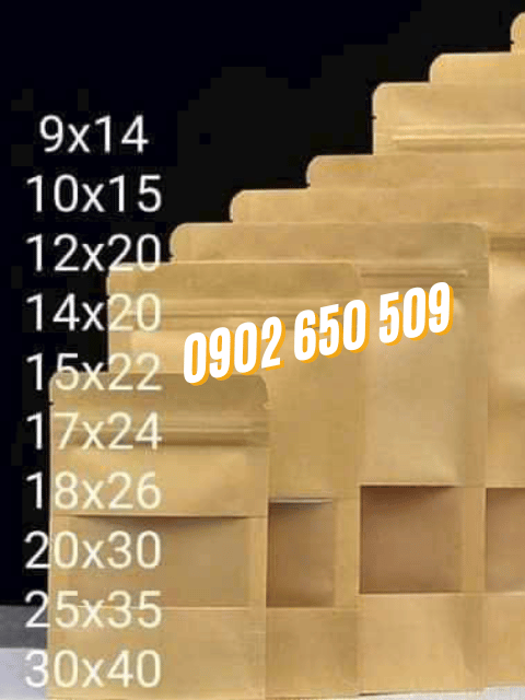 Túi zipper giấy kraft có cửa sổ